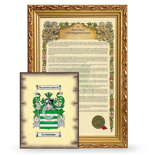 Le fontaine Framed History and Coat of Arms Print - Gold